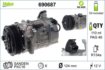Compressor, air conditioning VALEO 690687