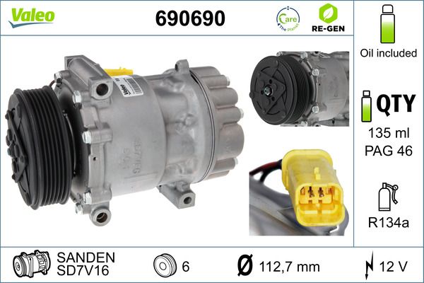 VALEO 690690 Compressor, air conditioning