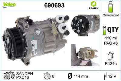 Compressor, air conditioning VALEO 690693