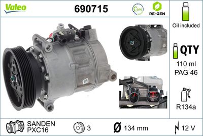 Compressor, air conditioning VALEO 690715