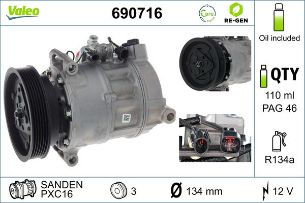 VALEO 690716 Compressor, air conditioning