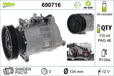 Compressor, air conditioning VALEO 690716