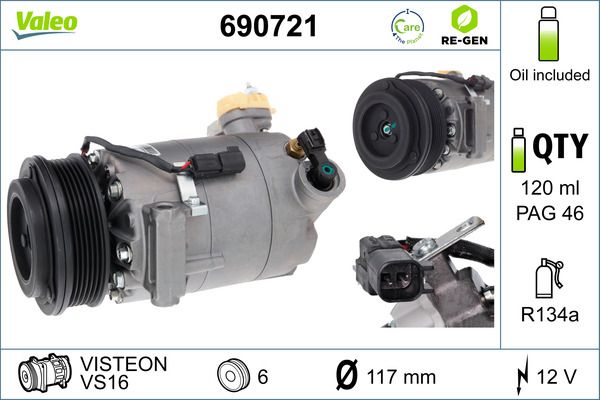 VALEO 690721 Compressor, air conditioning