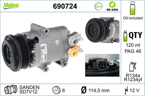 VALEO 690724 Compressor, air conditioning