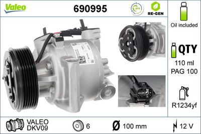Compressor, air conditioning VALEO 690995