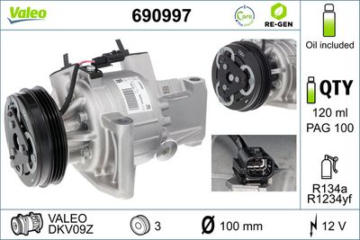 Compressor, air conditioning VALEO 690997