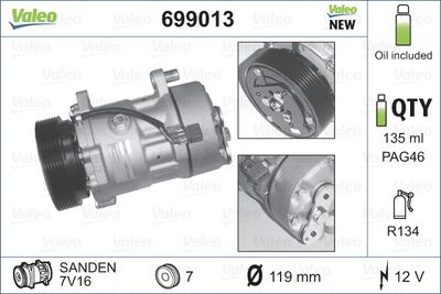 Compressor, air conditioning VALEO 699013