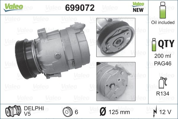 VALEO 699072 Compressor, air conditioning