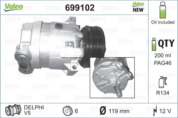 VALEO 699102 Compressor, air conditioning