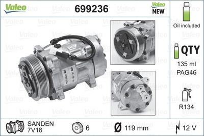 Compressor, air conditioning VALEO 699236