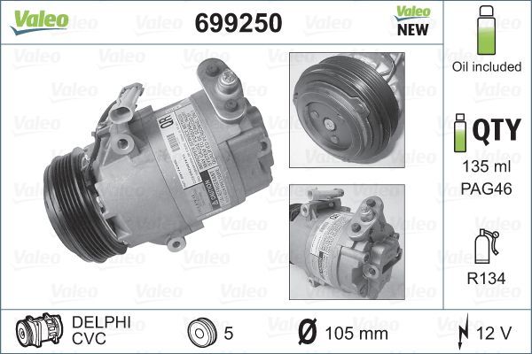 VALEO 699250 Compressor, air conditioning