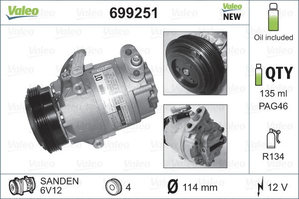 VALEO 699251 Compressor, air conditioning