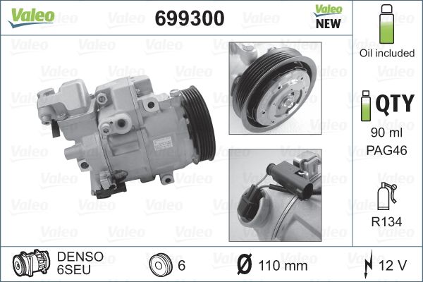 VALEO 699300 Compressor, air conditioning