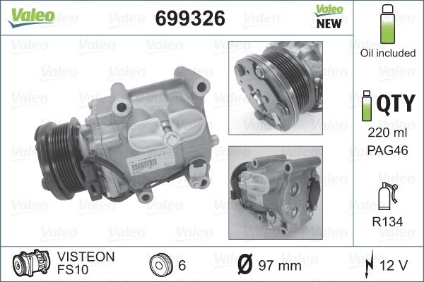VALEO 699326 Compressor, air conditioning