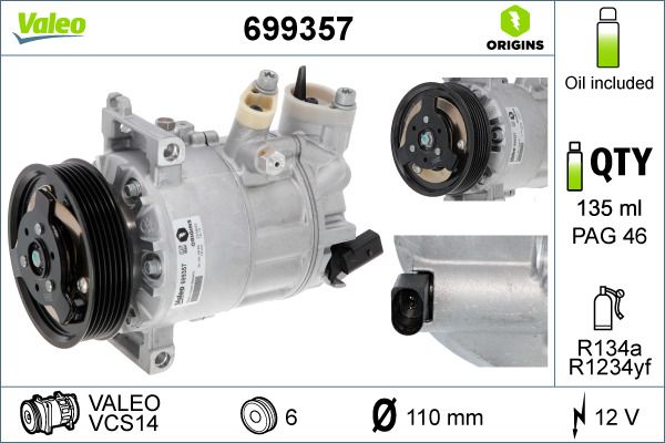 VALEO 699357 Compressor, air conditioning