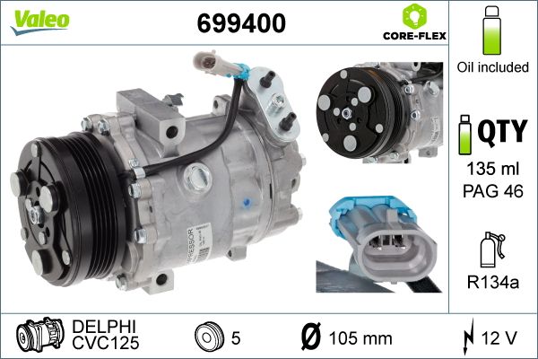 VALEO 699400 Compressor, air conditioning