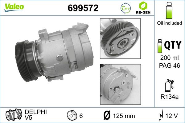 VALEO 699572 Compressor, air conditioning