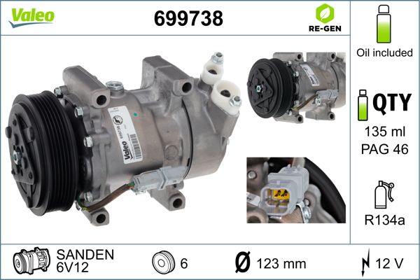 VALEO 699738 Compressor, air conditioning