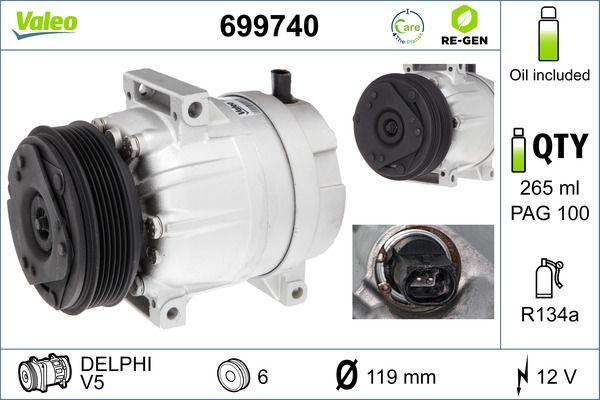 VALEO 699740 Compressor, air conditioning