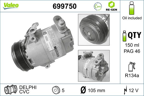 VALEO 699750 Compressor, air conditioning