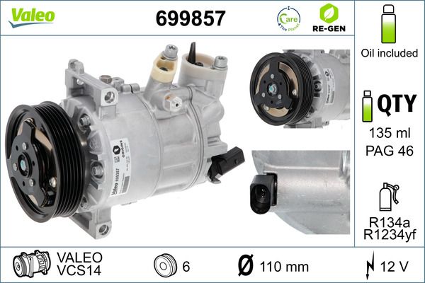 VALEO 699857 Compressor, air conditioning