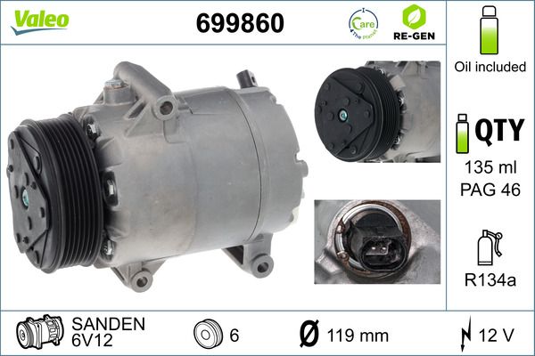 VALEO 699860 Compressor, air conditioning