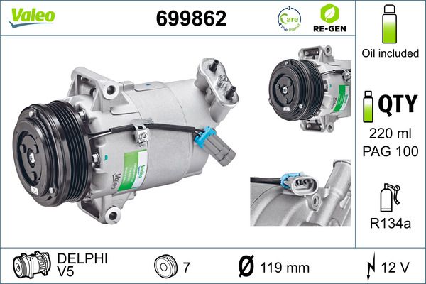 VALEO 699862 Compressor, air conditioning