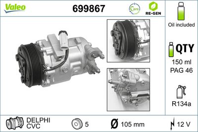Compressor, air conditioning VALEO 699867