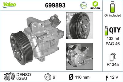 Compressor, air conditioning VALEO 699893
