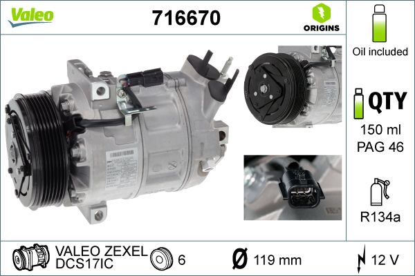 VALEO 716670 Compressor, air conditioning