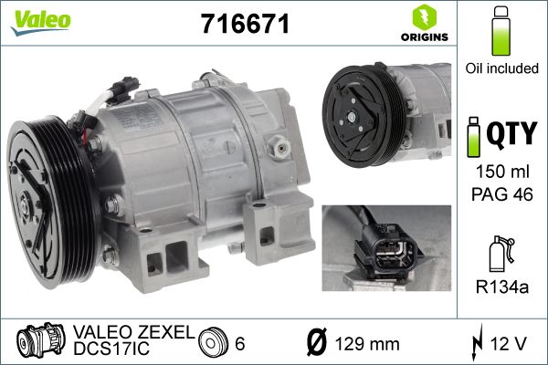VALEO 716671 Compressor, air conditioning