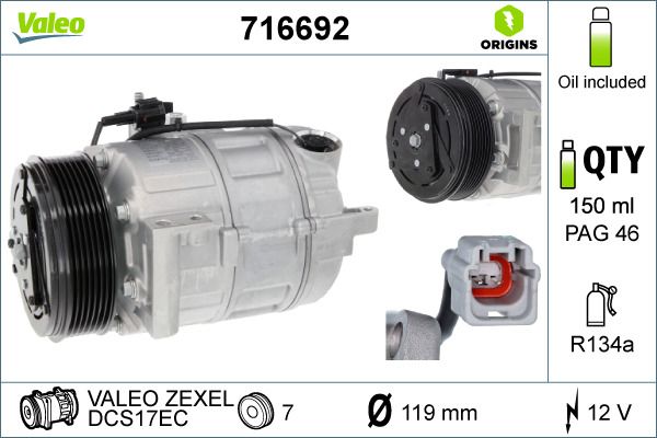 VALEO 716692 Compressor, air conditioning