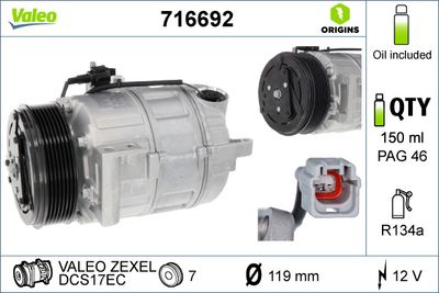 Compressor, air conditioning VALEO 716692