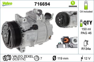 Compressor, air conditioning VALEO 716694