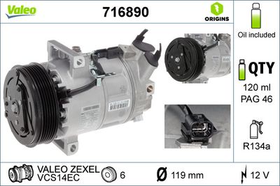 Compressor, air conditioning VALEO 716890