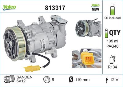 Compressor, air conditioning VALEO 813317