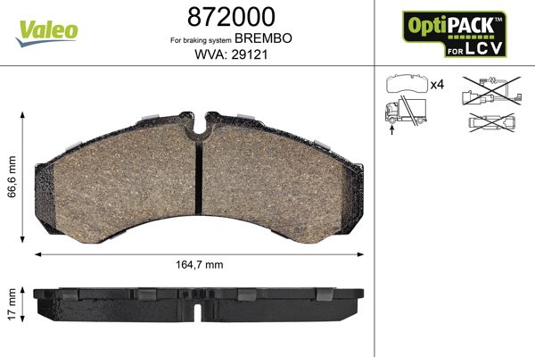 VALEO 872000 Brake Pad Set, disc brake