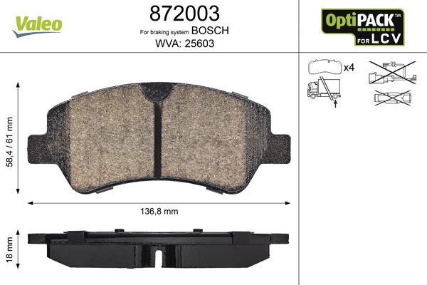 VALEO 872003 Brake Pad Set, disc brake