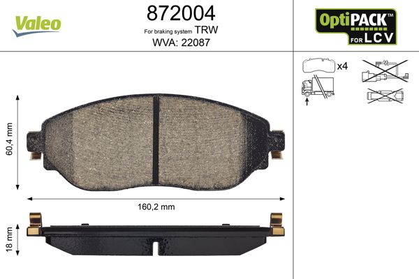 VALEO 872004 Brake Pad Set, disc brake