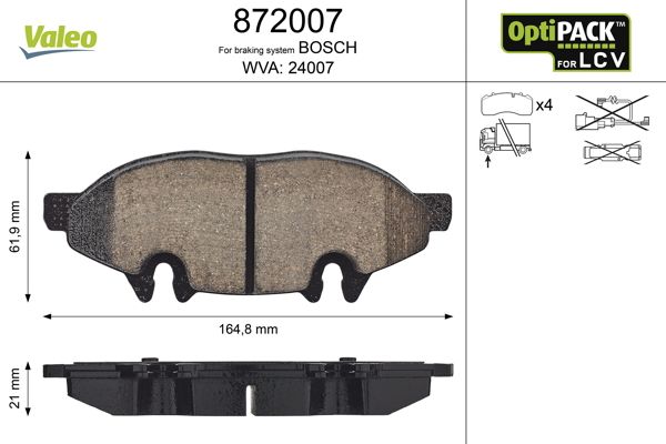 VALEO 872007 Brake Pad Set, disc brake