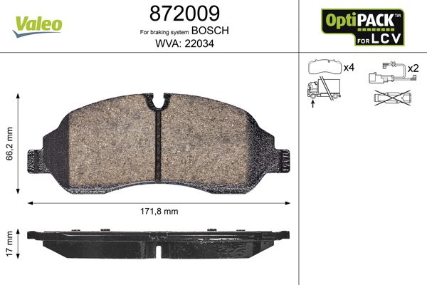 VALEO 872009 Brake Pad Set, disc brake