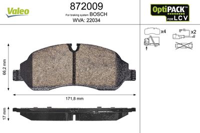 Brake Pad Set, disc brake VALEO 872009