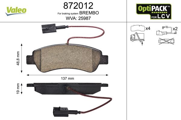 VALEO 872012 Brake Pad Set, disc brake