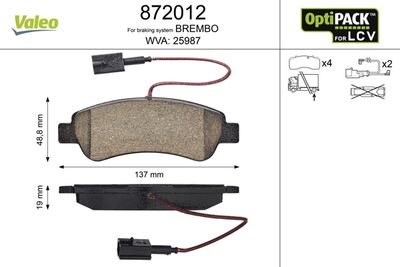 Brake Pad Set, disc brake VALEO 872012