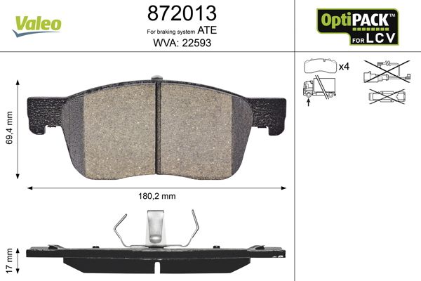 VALEO 872013 Brake Pad Set, disc brake