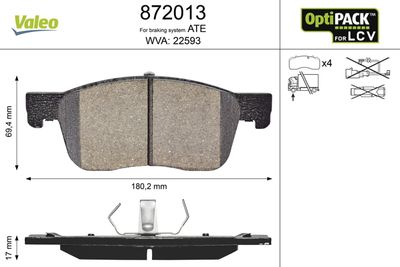 Brake Pad Set, disc brake VALEO 872013