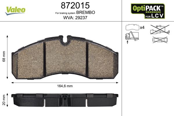 VALEO 872015 Brake Pad Set, disc brake