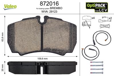 Brake Pad Set, disc brake VALEO 872016