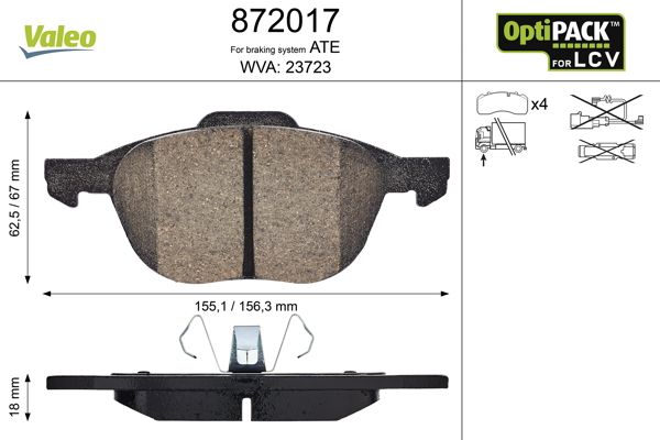 VALEO 872017 Brake Pad Set, disc brake