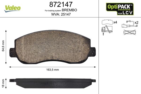 VALEO 872147 Brake Pad Set, disc brake